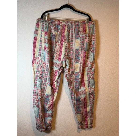 Sundance Womens XL Cotton Bohemian Patchwork Drawstring Jogger Pants Sz XL - Picture 9 of 9